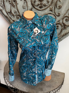 CINCH Women's Blue Paisley Button-Down Western Shirt