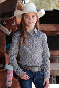 CRUEL GIRL Girl's Geometric Button-Down Western Shirt