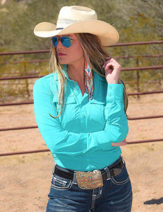 COWGIRL TUFF Turquoise Pullover Button Up Instant Cooling