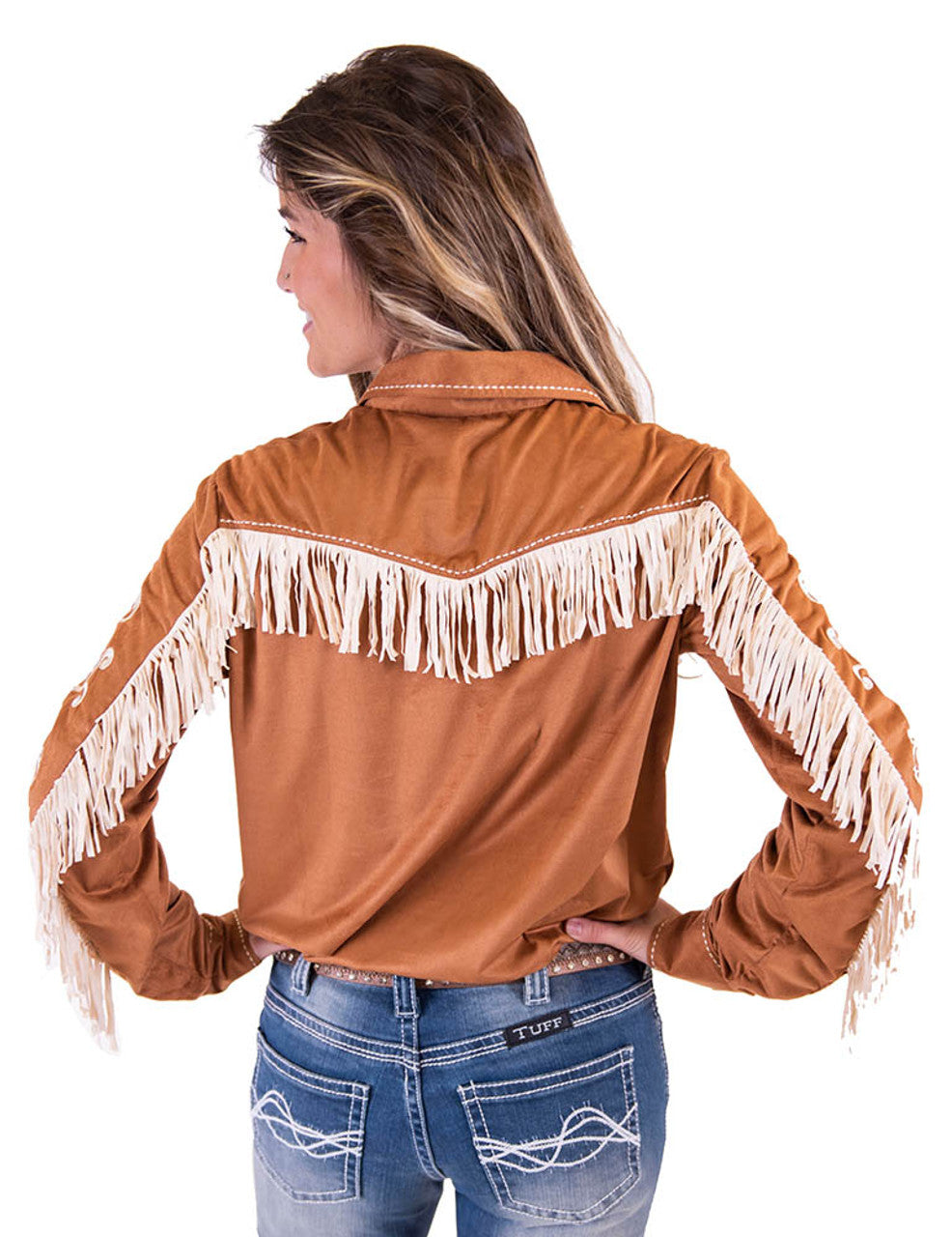 COWGIRL TUFF Caramel Pullover Button-Up w/Fringe
