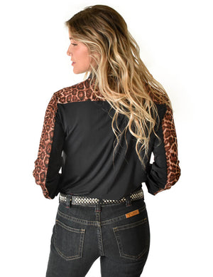 COWGIRL TUFF Black & Leopard Breathe Pullover Button-Up