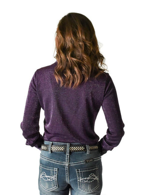 Cowgirl Tuff Purple Shimmer Breathe Pullover Button-Up