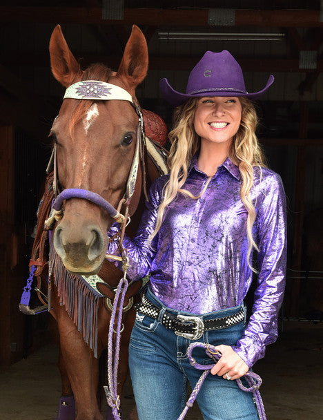 COWGIRL TUFF Pullover Button Up (Shiny Purple Mid-weight)