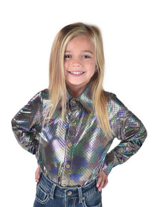 COWGIRL TUFF Girl's Multi - Color Camo Metallic Pullover Button-Up