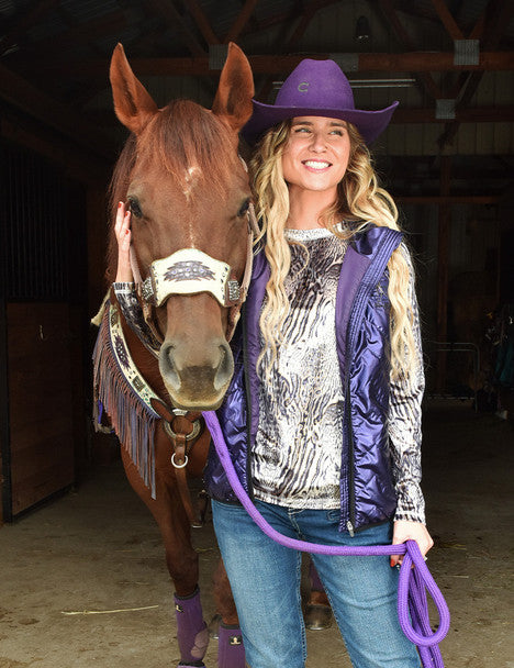 COWGIRL TUFF Women's Purple with Embroidery Logos Vest