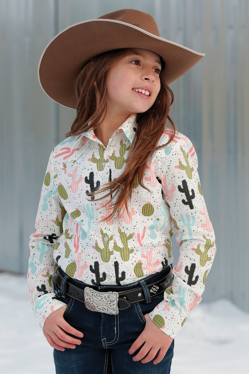 CRUEL GIRL Girl's Cactus Button-Down Western Shirt