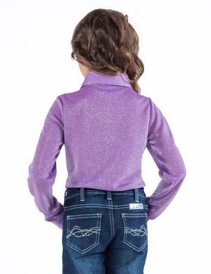 COWGIRL TUFF Girl's Shimmery Lilac Pullover Button-Up