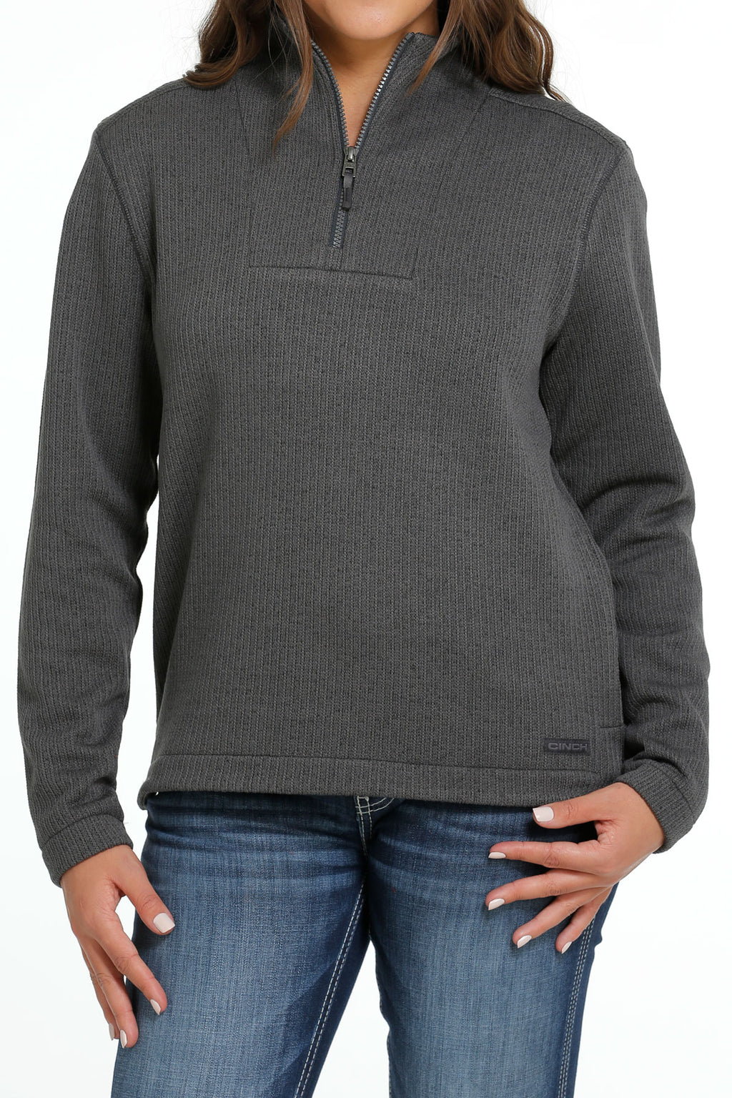 CINCH Women's Charcoal Quarter Zip Knit Sweater