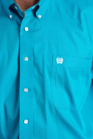 CINCH Men's Solid Turquoise Button-Down Western Shirt