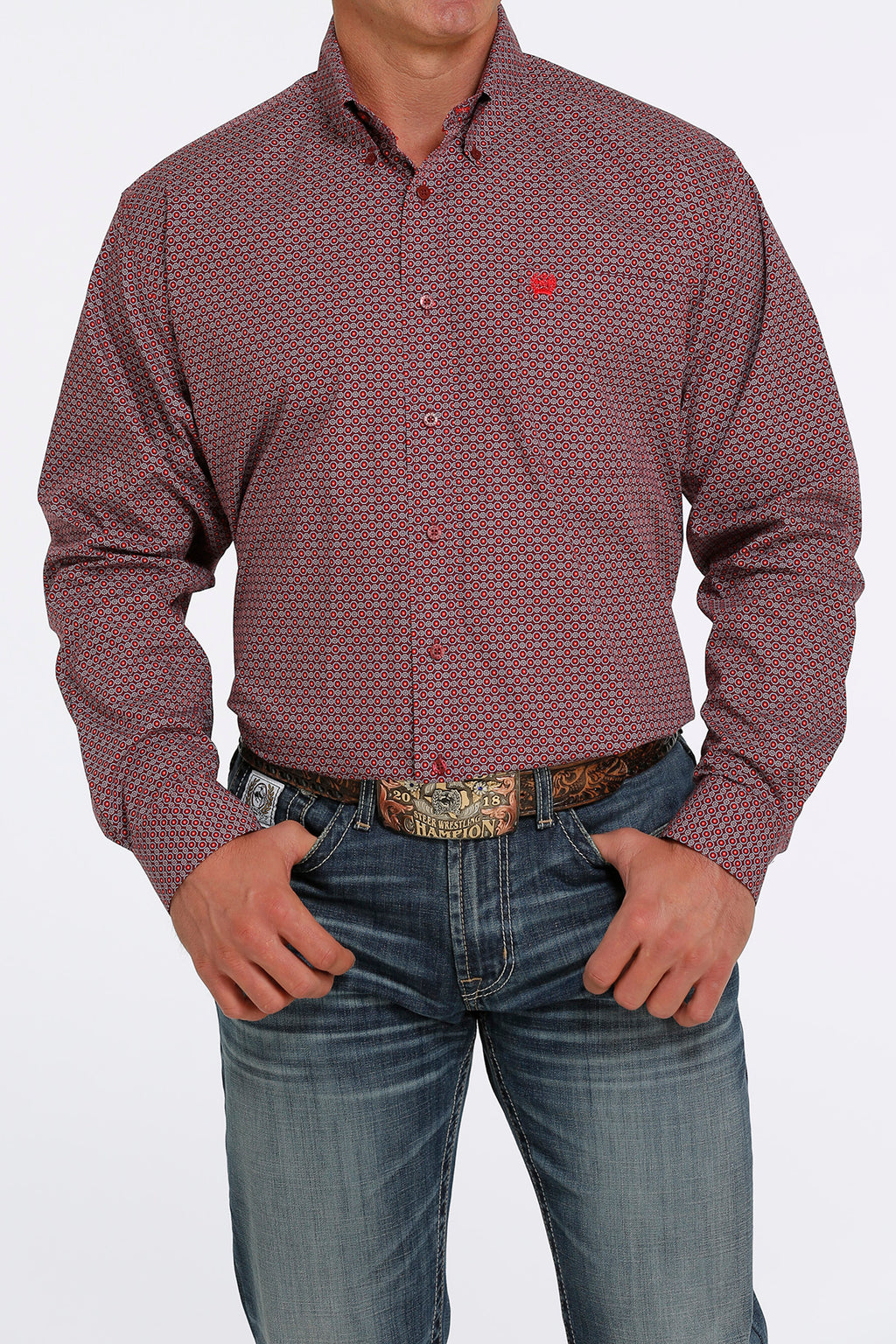 CINCH Men's Burgundy Button-Down Western Shirt