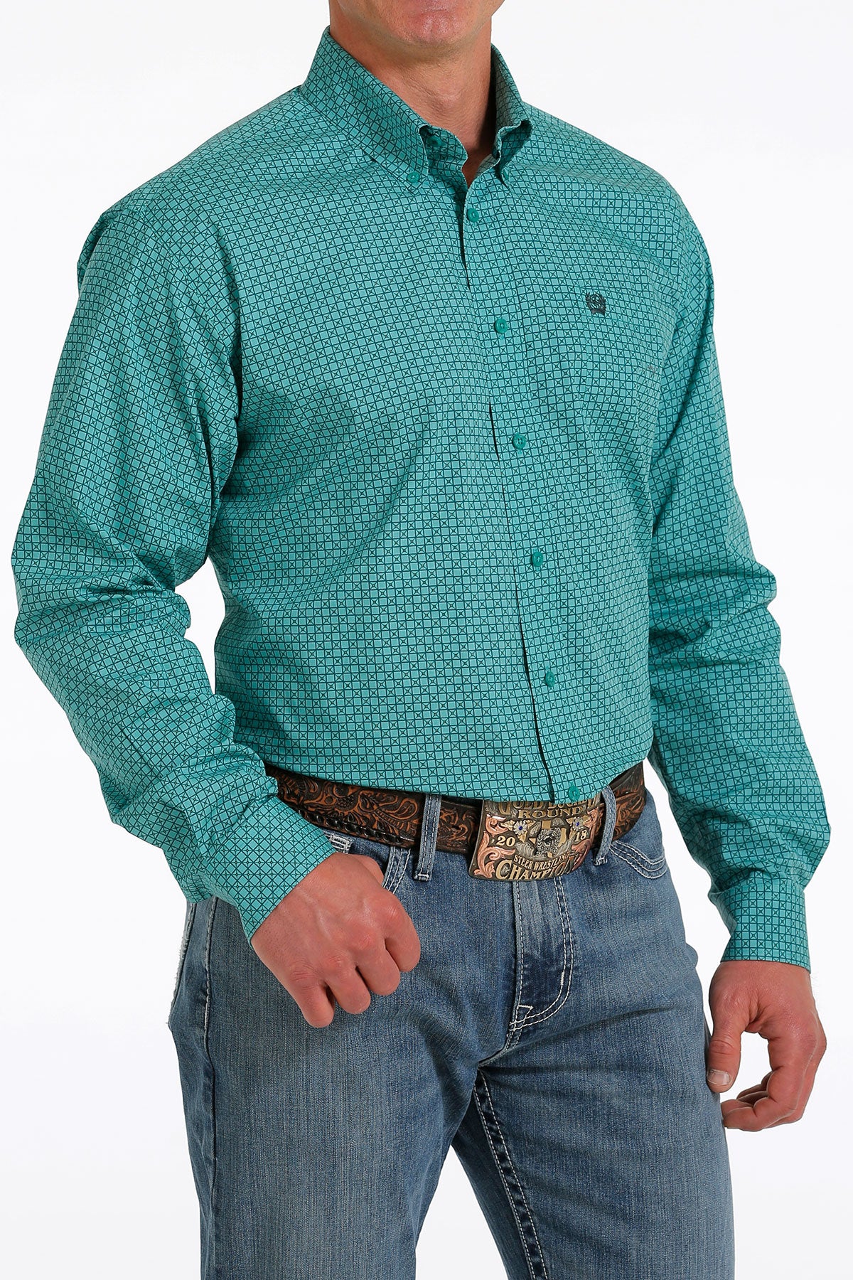 CINCH Men's Turquoise Button-Down Western Shirt