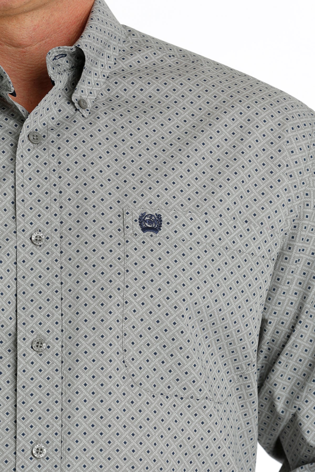 CINCH Men's Navy Print Button-Down Western Shirt
