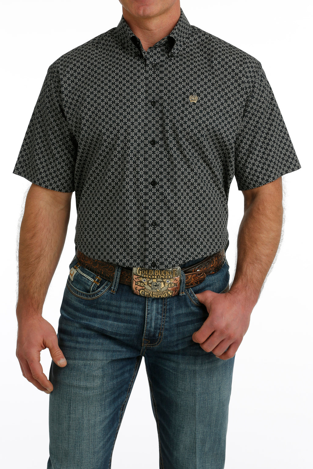 CINCH Men's Plaid Short Sleeve Button-Down Western Shirt