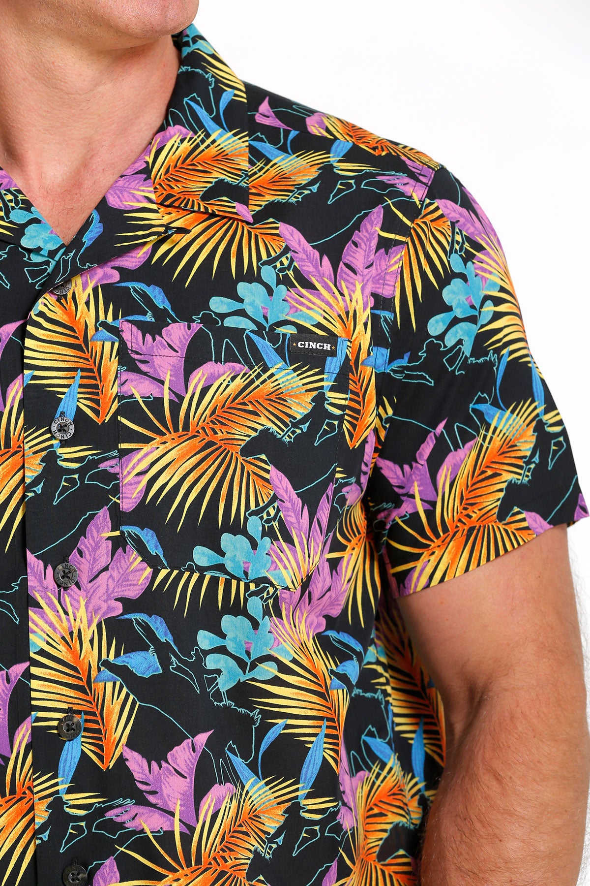 CINCH Men's Black Hawaiian Button-Down Western Shirt