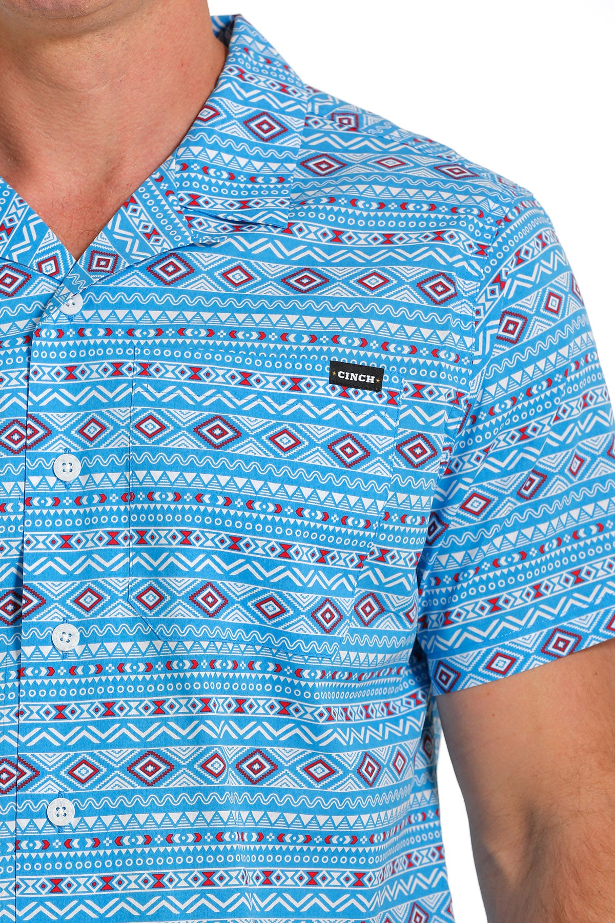 CINCH Men's Turquoise Camp Hawaiian Short Sleeve Button-Down Western Shirt