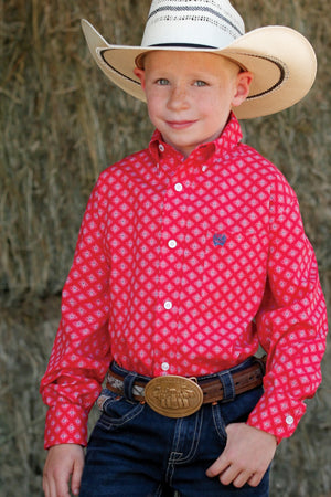 CINCH Boy's Red Button-Down Western Shirt