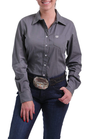 CINCH Women's Charcoal Solid Button-Down Western Shirt