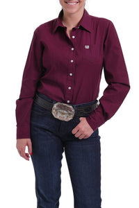 CINCH Women's Burgundy Solid Button-Down Western Shirt
