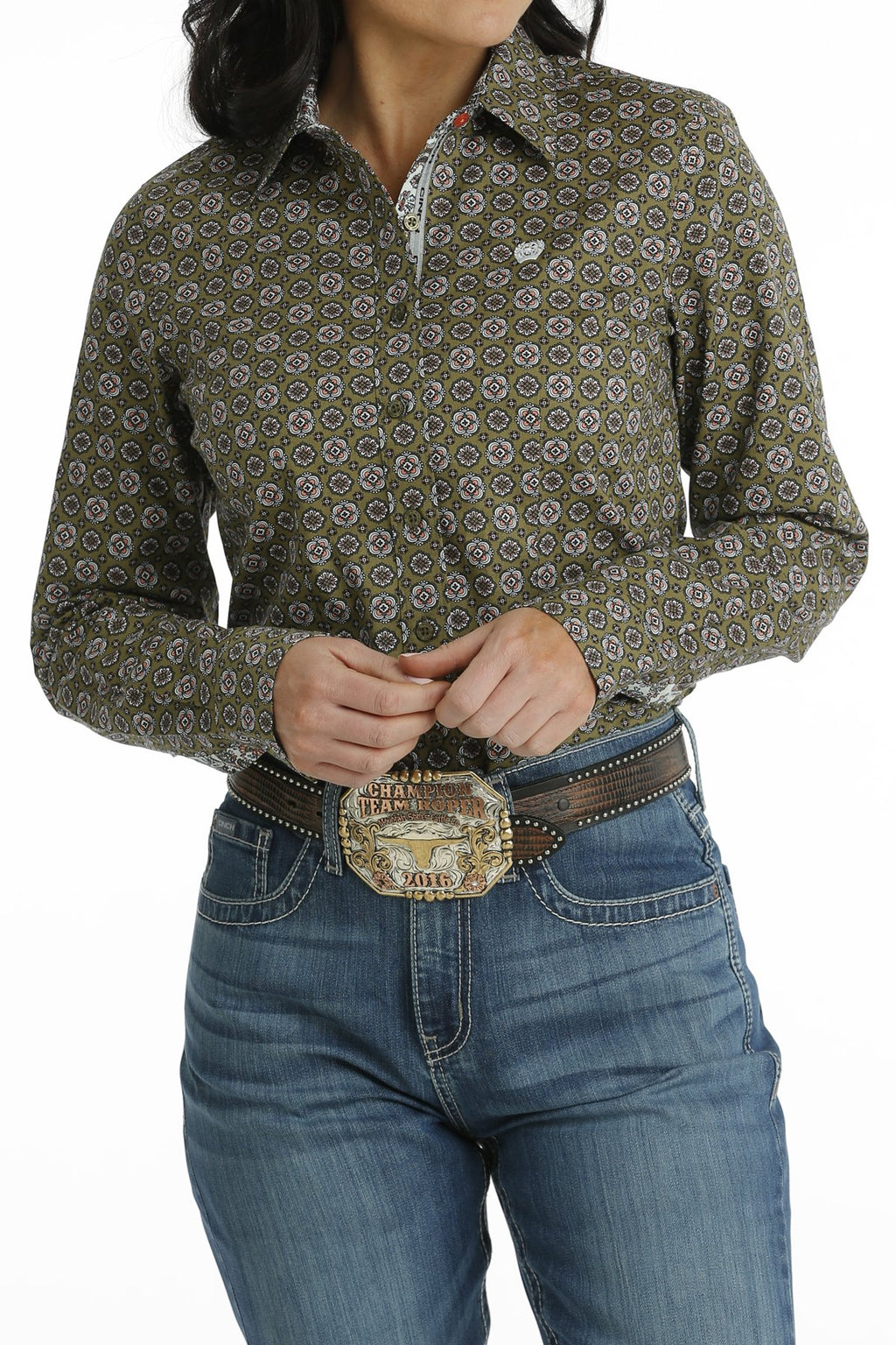 CINCH Women's Olive Button-Down Western Shirt