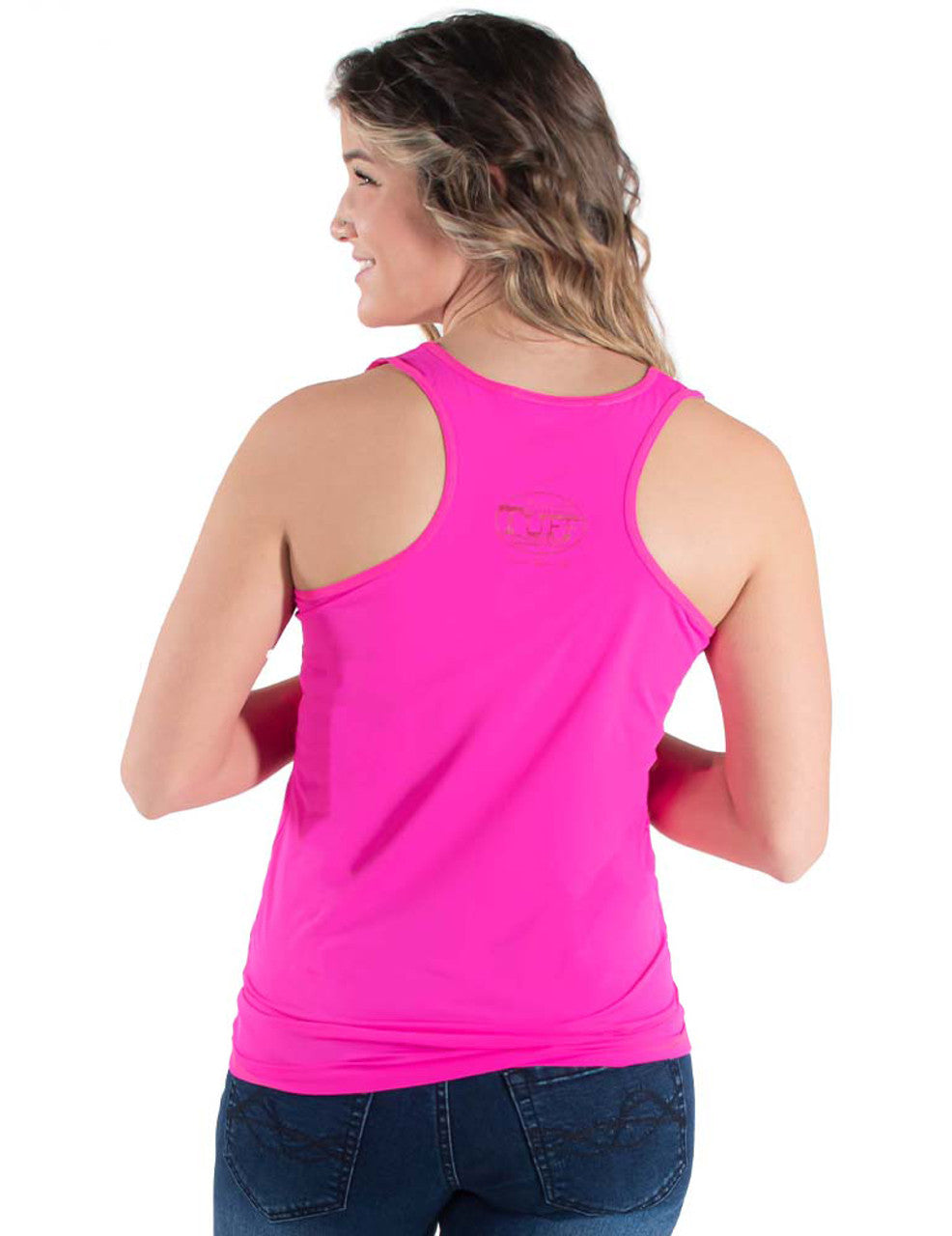 COWGIRL TUFF Women's Hot Pink Breathe Instant Cooling UPF Racerback Tank