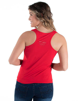 COWGIRL TUFF Women's Red Breathe Instant Cooling UPF Racerback Tank