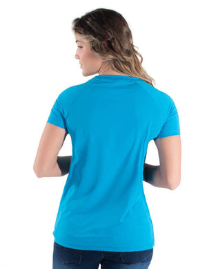 COWGIRL TUFF Women's Aqua Breathe Instant Cooling UPF Short Sleeve Raglan/Baseball Tee