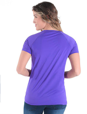 COWGIRL TUFF Women's Purple Breathe Instant Cooling UPF Short Sleeve Raglan/Baseball Tee