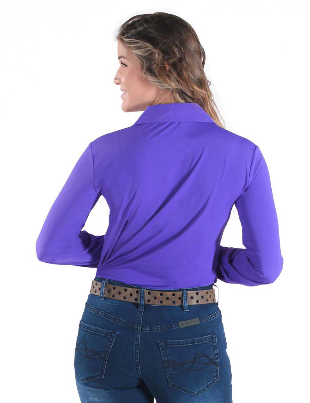 COWGIRL TUFF Women's Purple Breathe Cooling UPF Pullover Button-Down