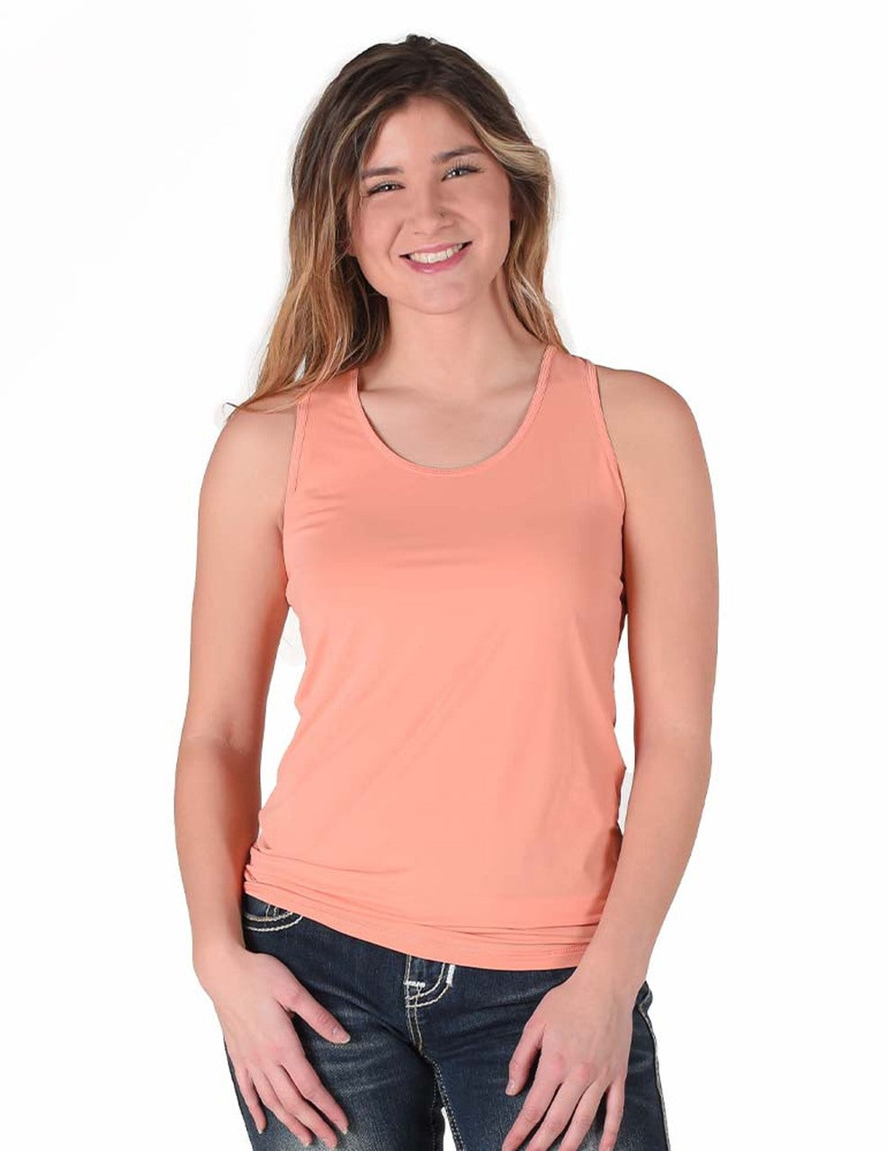 COWGIRL TUFF Women's Coral Breathe Instant Cooling UPF Racerback Tank