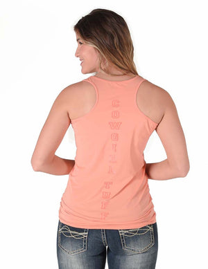 COWGIRL TUFF Women's Coral Breathe Instant Cooling UPF Racerback Tank
