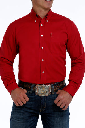 CINCH Men's Modern Fit Red Button-Down Shirt