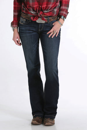 CRUEL GIRL Women's Jayley Trouser Fit Jean - Dark Stonewash