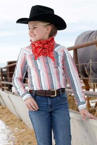 CRUEL GIRL Girl's Multi-Stripe Snap Western Shirt