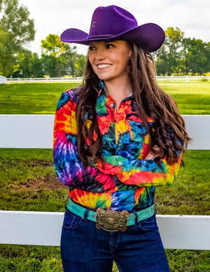 COWGIRL TUFF Women's Tie Dye Pullover Button-Up