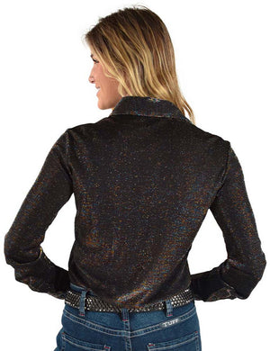 COWGIRL TUFF Women's Multi-Color Shimmer Pullover Button-Down