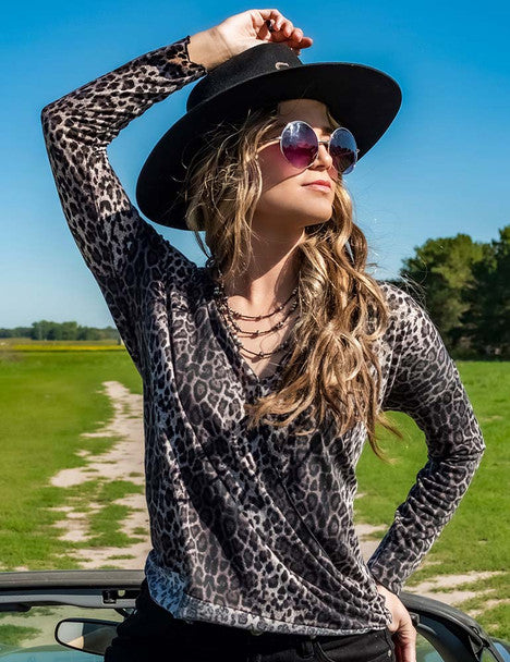 COWGIRL TUFF Long Sleeve Blouse (Snow Leopard)