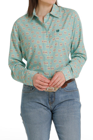 CINCH Women's ARENAFLEX Green Button-Down Western Shirt