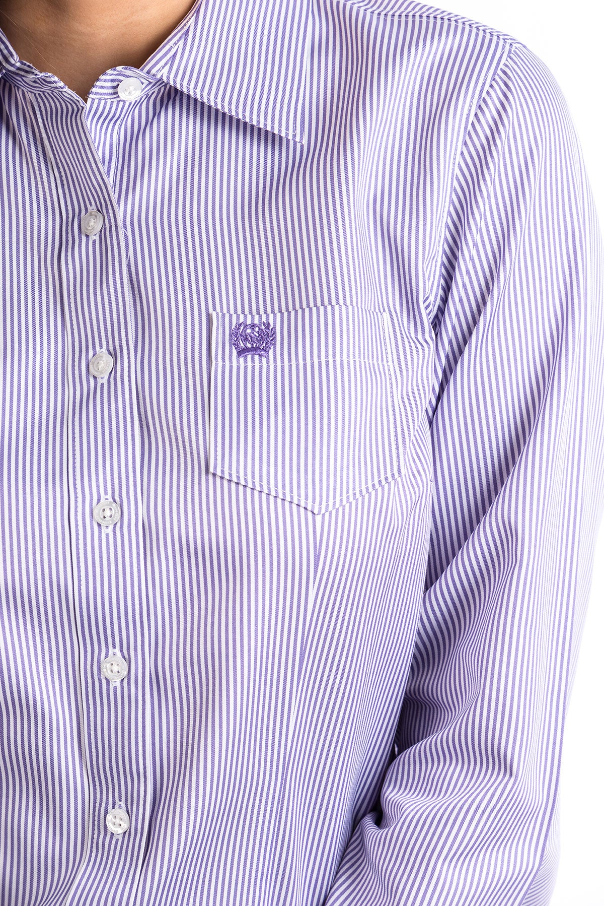 CINCH Women's Purple and White Striped Button-Down Western Shirt