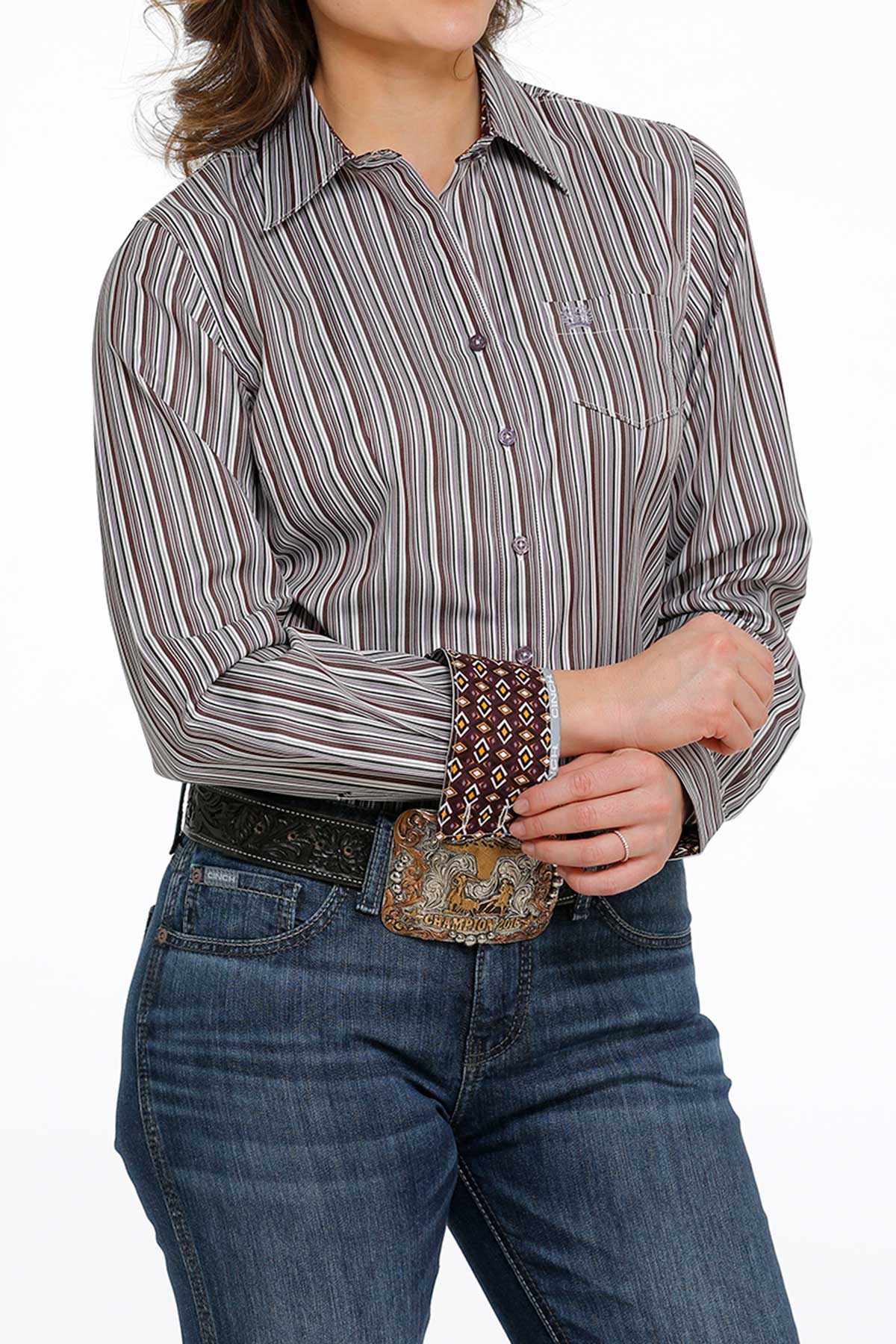 CINCH Women's Striped Button-Down Western Shirt