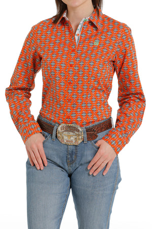 CINCH Women's Orange Western Shirt
