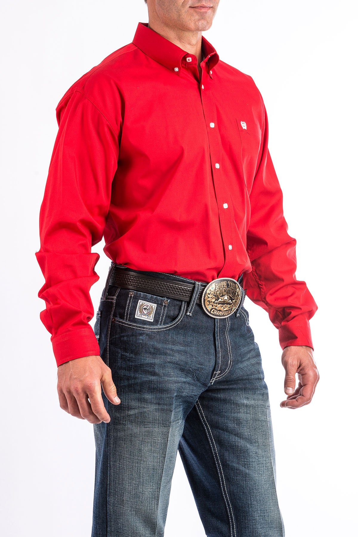CINCH Men's Solid Red Button-Down Western Shirt