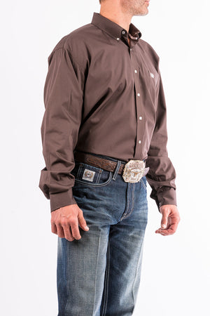 CINCH Men's Solid Brown Button-Down Western Shirt