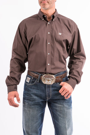 CINCH Men's Solid Brown Button-Down Western Shirt