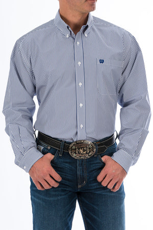 CINCH Men's Royal Blue Stripe Button-Down Western Shirt