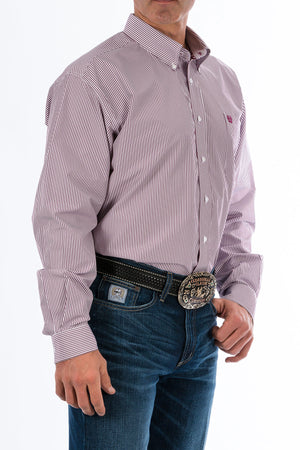 CINCH Men's Burgundy Stripe Button-Down Western Shirt
