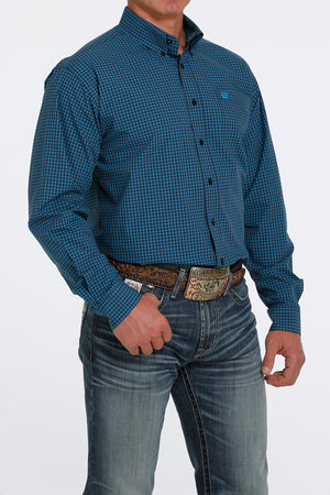 CINCH Men's Turquoise Plaid Button-Down Western Shirt