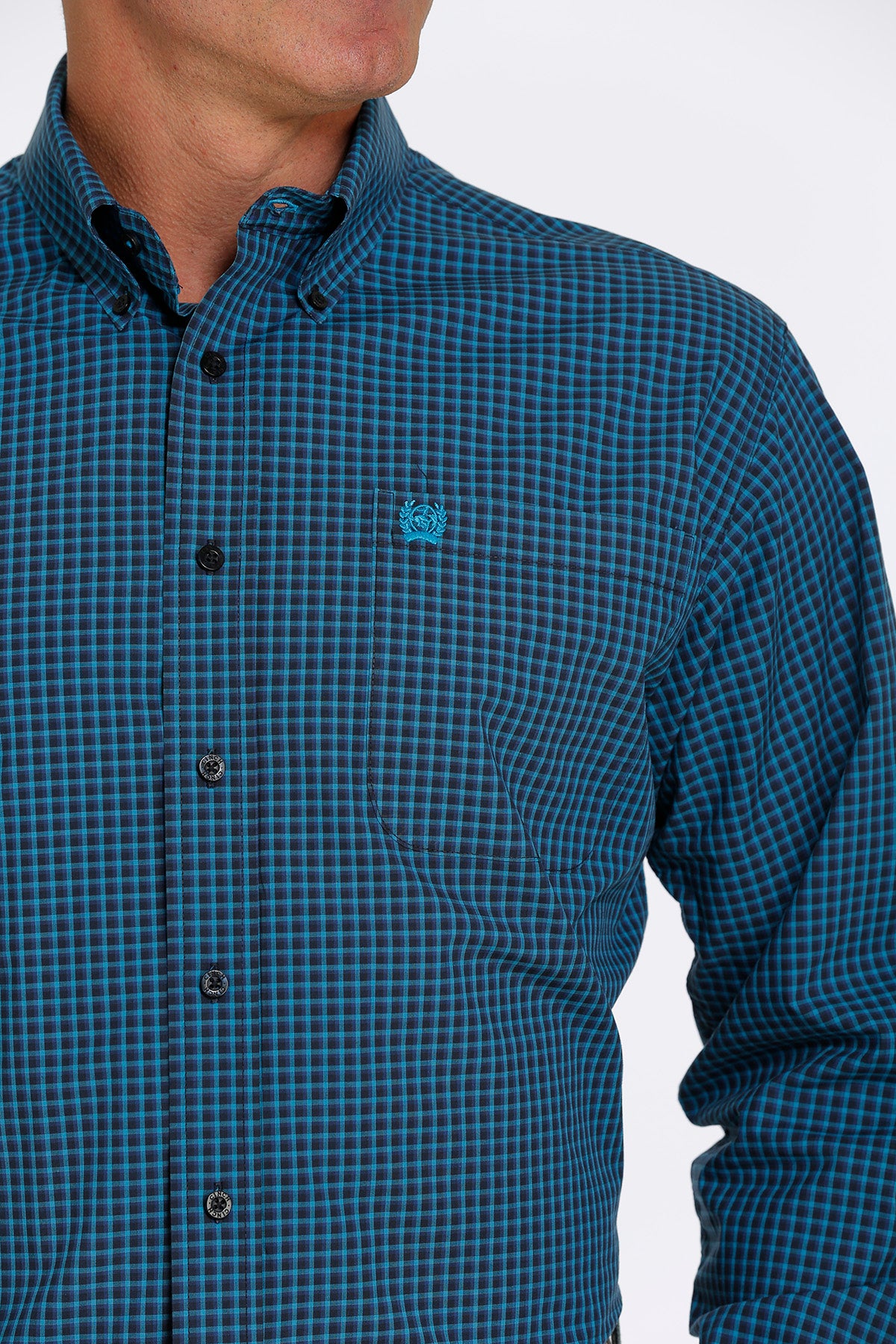CINCH Men's Turquoise Plaid Button-Down Western Shirt