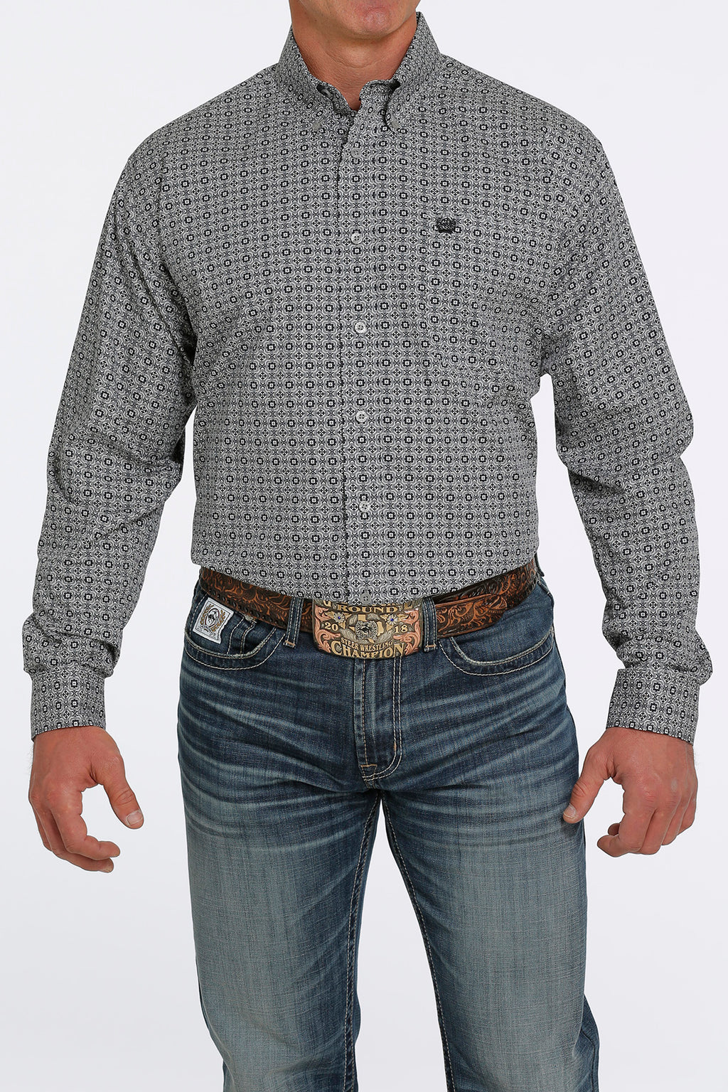 CINCH Men's Gray Button-Down Western Shirt
