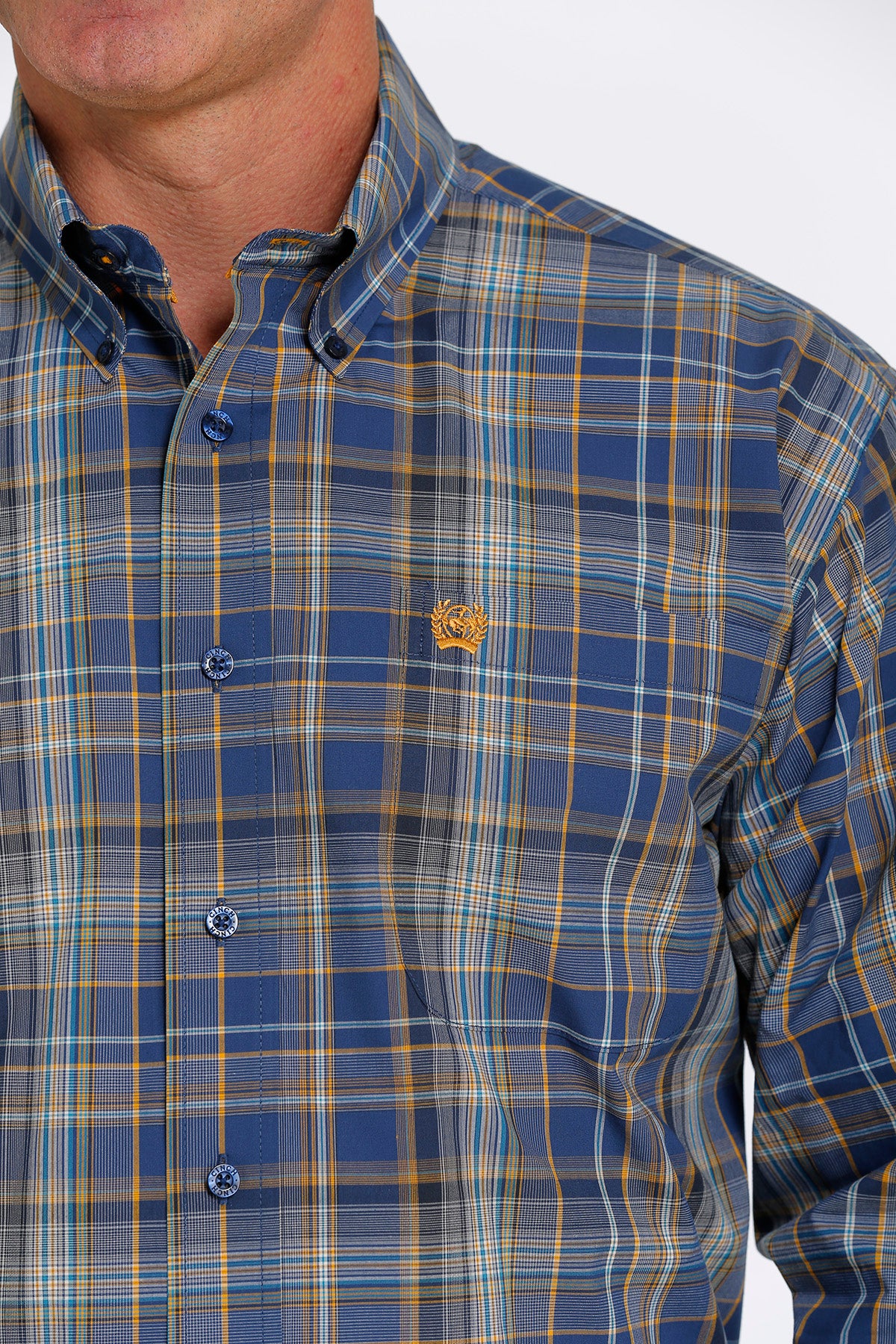 CINCH Men's Royal Blue Plaid Button-Down Western Shirt