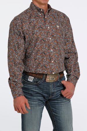CINCH Men's Brown Paisley Button-Down Western Shirt